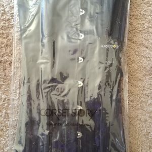 New long line black and grey striped corset